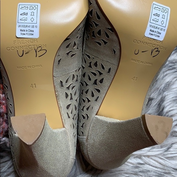 French Connection Cut Out Gray Shimmer Pump High Heel Shoes sz 10 - Picture 6 of 7